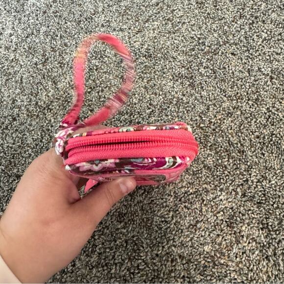 Vera Bradley Call Me Coral Pink Coin Purse Wristlet w/ Zipper & Clear Card Slot - Picture 6 of 14
